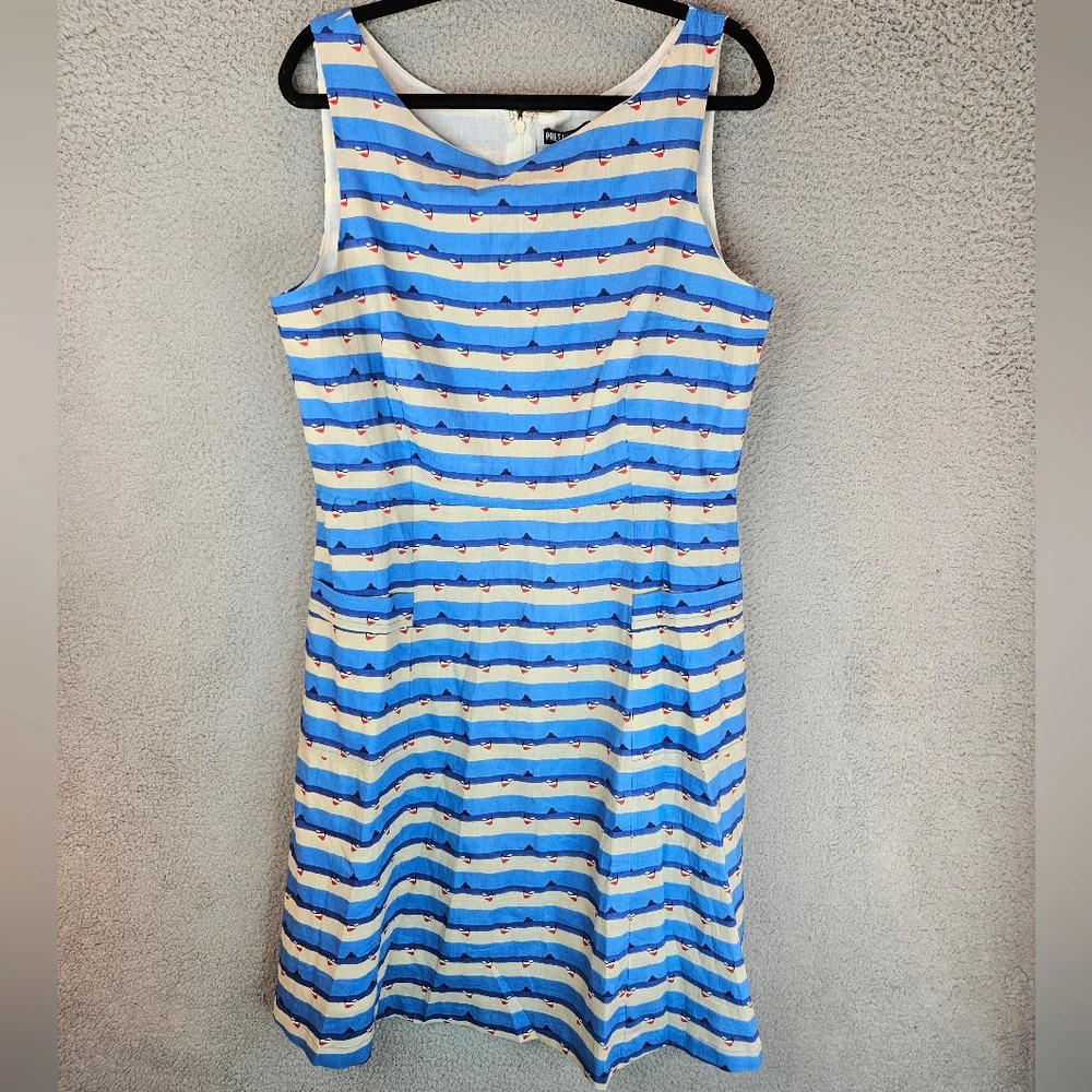 Pretty Vacant Dress Sz XL Nautical Print All Cotton Lined Lightweight Womens - Picture 2 of 13